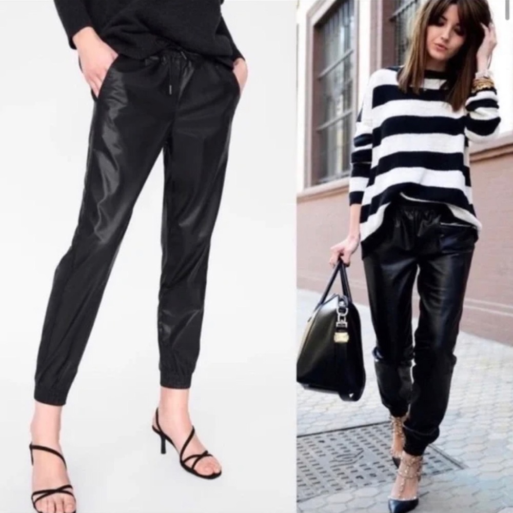 ZARA FAUX LEATHER JOGGING PANTS
